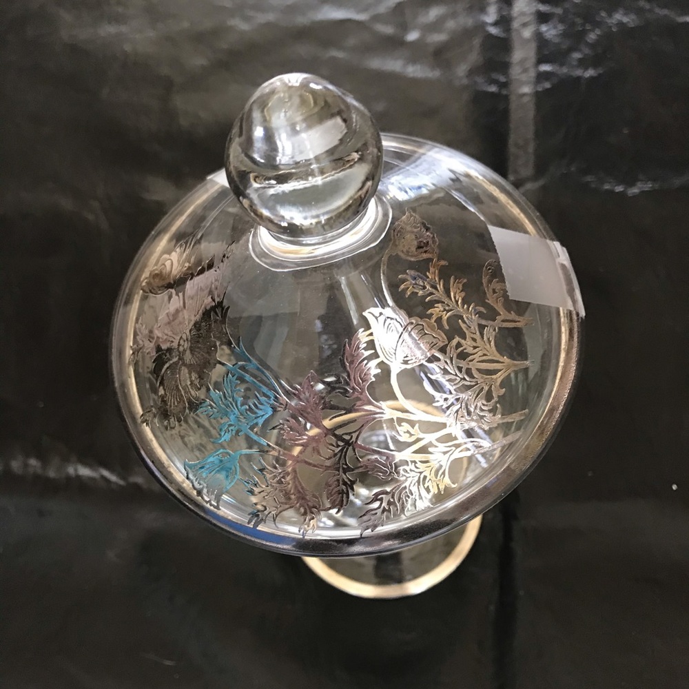 Vintage silver overlay lidded storage / candy jar - Picture 3 of 5